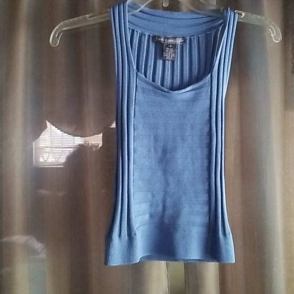 Bisou Bisou Tops - Bisou-Bisou blue ribbed crop top